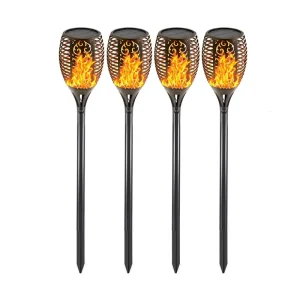 1 2 4 Packs Waterproof Pathway Lawn Lamp 96 Led Solar Torch Lights Dancing Flickering Outdoor