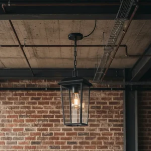 1-Light E26 Iron and Glass Lantern Pendant Light Vintage Industrial Outdoor Garden Porch