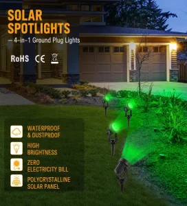 1 TO 6 Colorful Outdoor Solar Garden Lights Garden Yard Tree Spike Landscape Lights RGB Lawn Outdoor Solar Spot Light