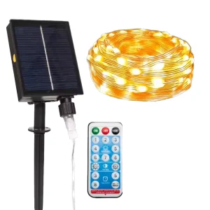 10/20/30/50/100m Christmas Plastic Lighting Decoration Waterproof Outdoor Led Solar Remote Control Rechargeable Garden String