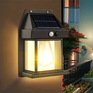 10-Lumen Solar-Powered Outdoor Wall Light with Tungsten Filament and Warm Light