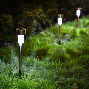 10-Piece Stainless Steel Waterproof LED Solar Lawn Lights