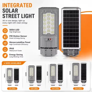100-400W Solar Powered LED Street Light IP67 Waterproof Outdoor Road Lamp with Remote Control and Motion Sensor