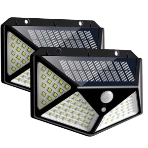 100 LED Solar Light PIR Motion Sensor Outdoor Wall Light Sunlight Powered Garden Light
