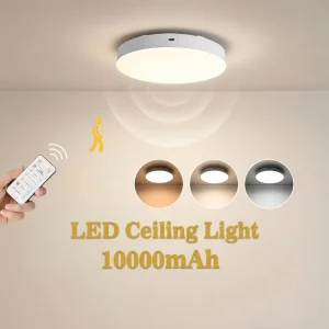 10000mAh Rechargeable PIR Motion Sensor Dimmable Ceiling Light with Remote Control