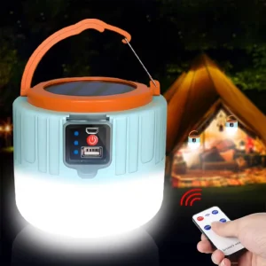 1000W Solar LED Camping Lamp with USB Rechargeable Bulb for Tent, BBQ, Hiking, and Emergency Lighting