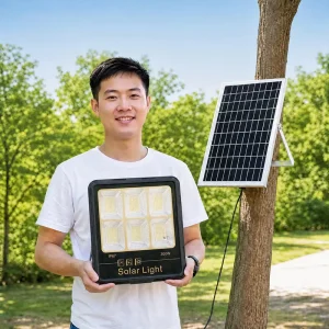 100W 200W 300W Solar Flood Light with Remote Control and Timer IP67 Waterproof Dusk to Dawn 5 Meter Cable for Yard Garden Street