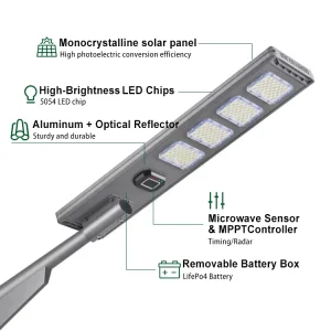 100W-300W LED IP67 Solar Street Light Small Batch Custom Logo Global E Commerce Retailers