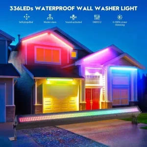 100W 336PCS LED RGB White Wall Wash Light Bar 114CH DMX Pixel Control Linear Blinder Stage Strobe for Disco Club Venue
