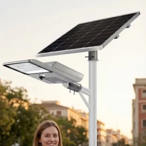 100W All in One Solar Street Light IP66 Waterproof High Lumen for Road Garden & Landscape Projects with 5-Year Warranty