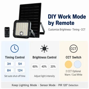 100W Equivalent Split Solar LED Flood Light with 2CCT Color Temperature Adjustable Remote Control Outdoor Lighting