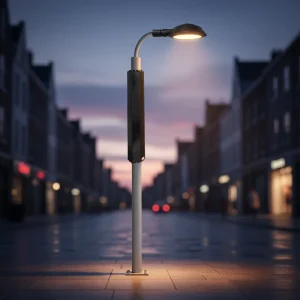 100W Hybrid AC Outdoor LED Street Light Flexible Solar Panel Wrap Pole IP66 Waterproof DC Integrated Lighting System Battery