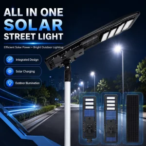 100W IP65 Integrated LED Solar Street Light LiFePO4 Battery Monocrystalline Solar Panel Energy Saving Outdoor Highway Use White