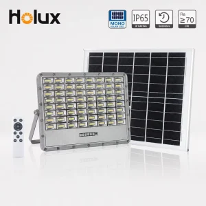 100W IP65 Solar LED Flood Light 5V10W Mono Panel 3.7V10Ah Battery 90° IES LDT Available Outdoor Security