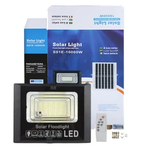 100W IP67 Waterproof ABS LED Solar Floodlight with Remote Control for Outdoor Gardens and Roads