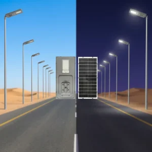 100W Integrated Solar Street Light Stainless Steel Shell IP65 Waterproof LED with LiFePO4 Battery Motion Sensor for Road Highway