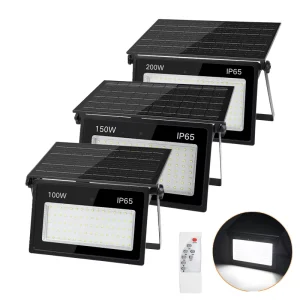 100W Outdoor Solar LED Floodlight High Bright IP65 Portable Camping Light 6000K Daylight Dimmable Garden Patio Wall Lighting