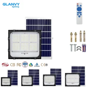 100W Solar Flood Light Outdoor IP65 ABS Remote Timer Dusk to Dawn Split Panel LED Garden Wall Mount Residential Floodlight