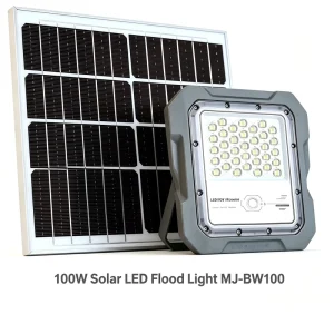 100W Solar LED Flood Light MJ-BW100 Radar Sensor Remote Control IP65 Outdoor Solar Project Lamp for Yard Street