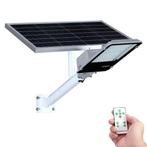 100W Solar Street Light LED Lamp for Outdoor Road and Garden Lighting, IP65 Waterproof, Remote Control, LiFePO4 Battery, 4100K