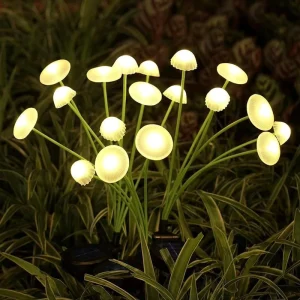 10L Waterproof LED Solar Jellyfish Garden Lights with Mushroom Features for Outdoor Patio and Mood Pathway Decoration