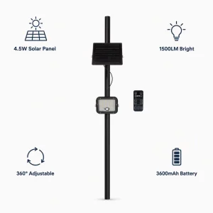 10W 1500lm Solar Powered Flood Light with Separate Solar Panel 5M Cable Outdoor LED Security Lamp for Garden Yard Parking Lot