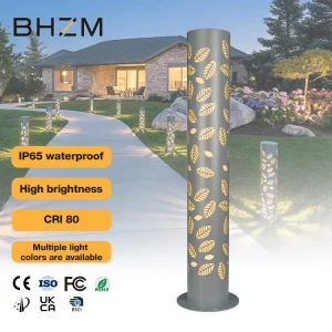 10W LED Bollard Light Outdoor Aluminum Lawn Garden Lamp Leaf Pattern Decorative Opal PC Lampshade IP65 Lawn Light
