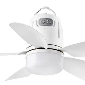10W LED Outdoor Portable Ceiling Fan with 5 Plastic Blades Camping Lamp