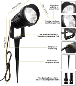 10W RGB Color Changing Landscape Light LED Low Voltage Landscape Light with Connector Remote Control IP66 Waterproof Patio Lawn