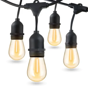 10m/15m EU Plug IP65 Rated PVC Copper Wire Outdoor Garden Waterproof LED String Lights with S14 1W Bulb