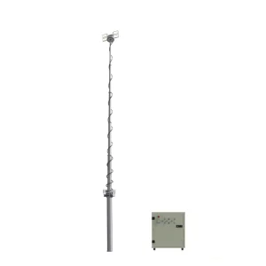 10m Customized High Mast 600w Fire Engine Telescopic Mast Pneumatic Pole Night Scan Led Mobile Light Tower