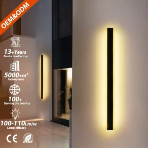 110V 220V Modern Decoration Outdoor Exterior Linear Strip Wall Lamp Outside Sconce Long LED Wall Light