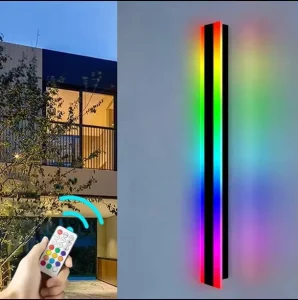 110V/220V RGB Smart IP65 LED Wall Light, Linear Long Strip Outdoor Wall Light with Remote Control