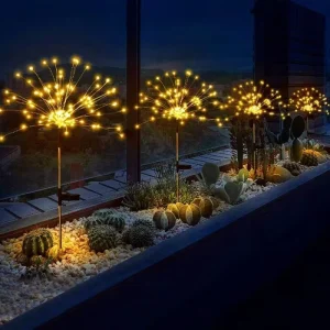 120 LED Copper Wire Waterproof Solar Garden Fireworks Lights With Remote Control For Patio Christmas Yard Decorative