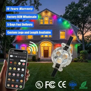 12V 24V 36V Addressable Residential Point Lights 200ft 300ft IP68 Waterproof Permanent Outdoor Christmas Lighting