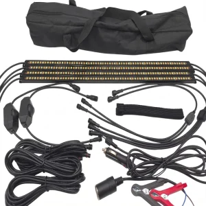 12V LED Camping Strip Light Kit 4pcs White & Amber 5050 SMD Bar for RV Caravan Camper Tent Cabinet Waterproof Outdoor Lighting