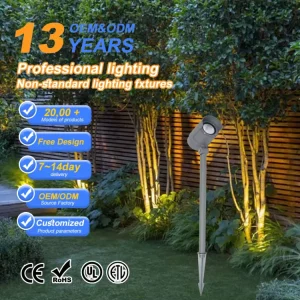 12W COB LED Spike Garden Light Outdoor Landscape Spotlight IP65 IP66 Waterproof Aluminum Glass Body AC DC 2700-6500K Color Light