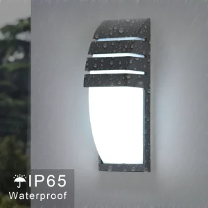 12W IP65 Waterproof Outdoor Wall Lamp, Black Aluminum LED Sconce, Cool White 6000K, for Porch Front Door Patio and Garden