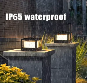 12W LED Outdoor Square Pedestal Path Light, Warm White, IP65 Aluminum Black Bollard Lamp