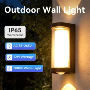 12W LED Waterproof Outdoor Wall Light ABS 3500K Dusk Dawn Porch Light AC 85-265V Outdoor Wall Lamp