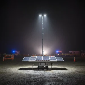 12m Mast Mobile Solar LED Light Tower Trailer MPPT IP65 Rated 360 Beam Angle 440,000 Lumens for Outdoor Emergency