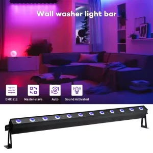 12x10W RGBW LED Wall Wash Light 5210 Lux 6-8M Projection Pixel Control 48CH DMX Stage Linear Blinder for Theater Bar
