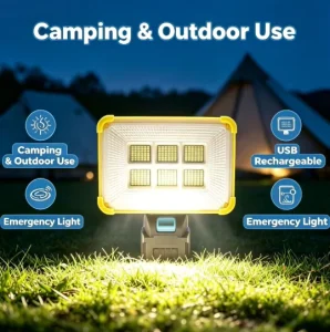 1300-Lumen 15W 252-SMD LED Rechargeable Lamp Lithium Battery Powered Portable Outdoor Camping Work Light