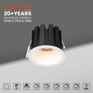 13W COB 3CCT 2700K-6000K Dimmable IP44 Waterproof Anti-Glare 75mm Cut-Out Recessed LED Ceiling Light Without Driver