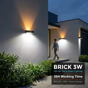 140 Degree Wide Angle Solar Wall Light Outdoor IP65 Waterproof V0 Fireproof Material for Garden and Balcony