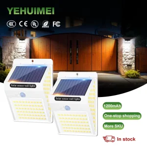 140 LEDs Solar Battery Powered LED Outdoor Wall Lights Solar Interaction Wall Sconce Lamp with Motion Sensor