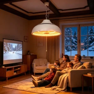1500W Ceiling-Mounted Metal Halogen Infrared Electric Heater with Touch Control for Indoor/Outdoor Use