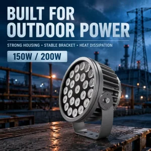 150W 200W LED Outdoor Flood Light IP66 Aluminum Housing U Bracket Custom RGBW Single Color Industrial Landscape Spotlight
