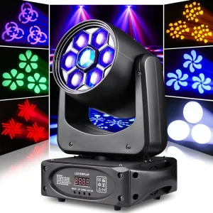 150W LED RGBW 8 Patterns 8 Colors DMX Control Moving Head Light for Garden Disco Party Club Bar Show Christmas Stage Lighting