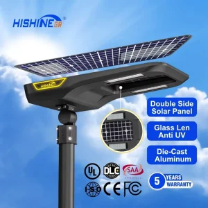 150W Solar LED Street Light Ultra-Lumens 180lm/W Double Solar Panels Battery CCC Certified Cobra Head Highway Outdoor